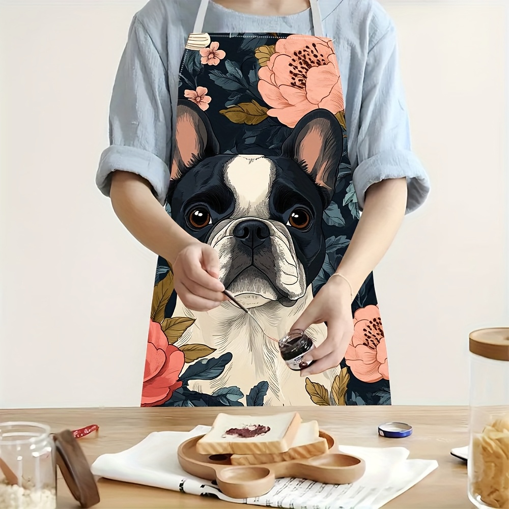 Home Cooking Ideas - Avental Floral de Bulldog Francês -