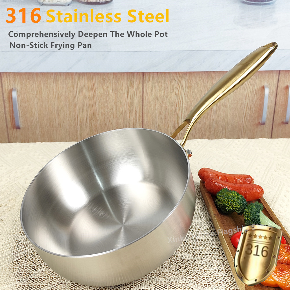 Crepe Pan Nonstick - Frigideira de aço inoxidável 316, wok